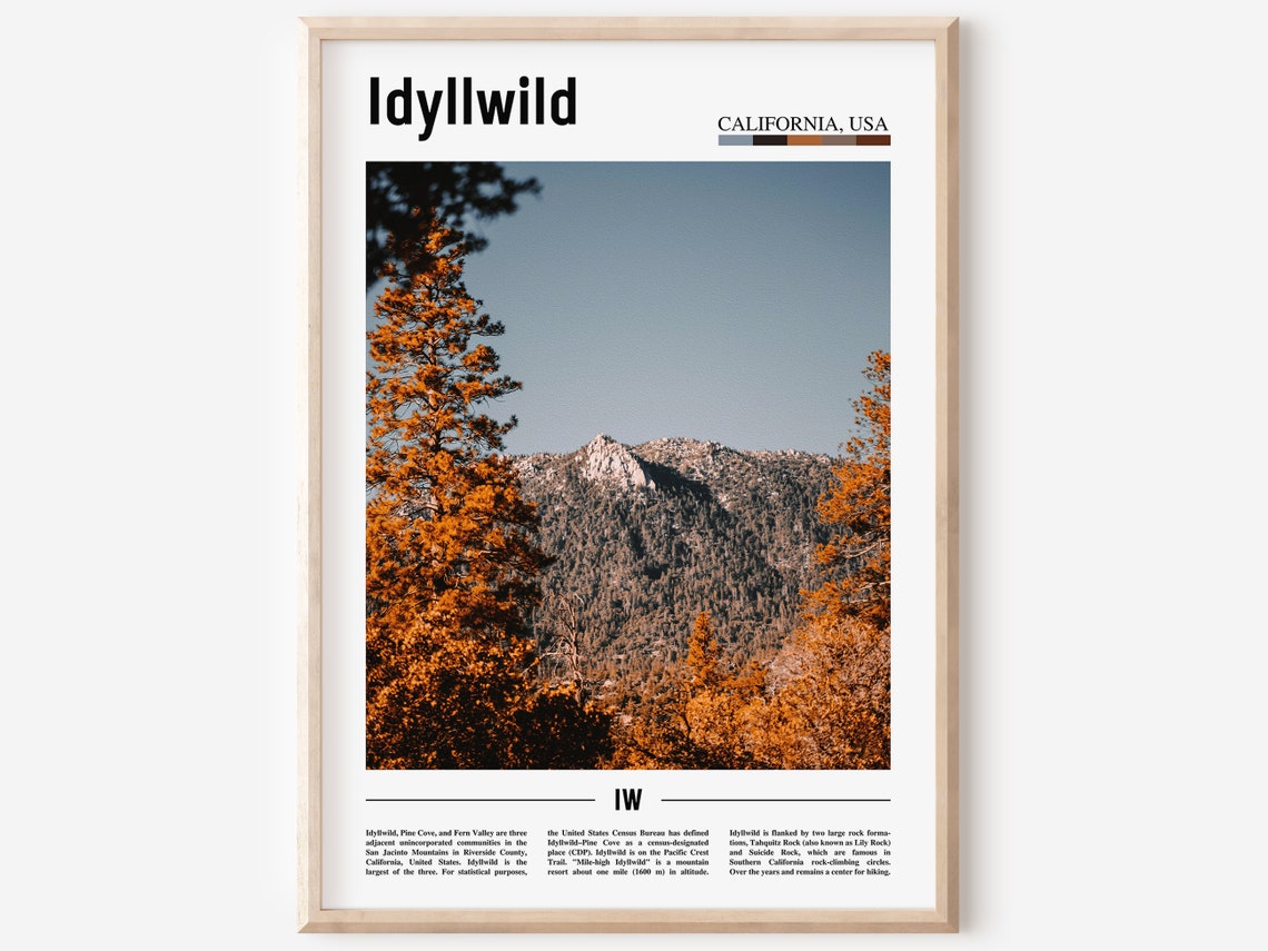 Idyllwild Print Idyllwild Poster Idyllwild Wall Art Minimal Travel Print Minimal City Poster Travel Destination Oil Painting Poster