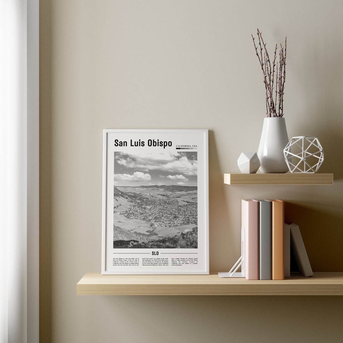 San Luis Obispo Print Black And White San Luis Obispo Poster San Luis Obispo Wall Art Travel Poster City Travel Artwork Travel Wall Art - Image 3