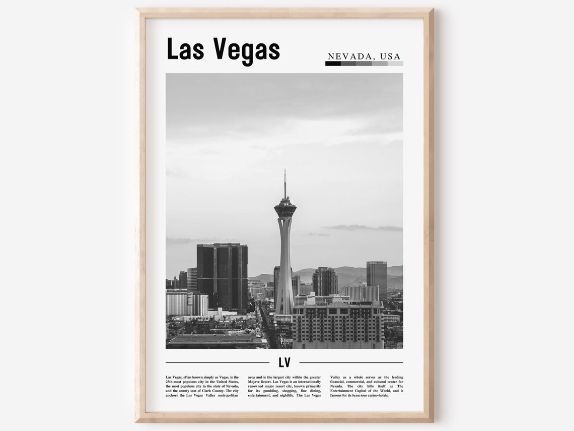 Las Vegas Poster Black And White Las Vegas Print Black And White Las Vegas Wall Art Minimal Travel Print Travel Poster