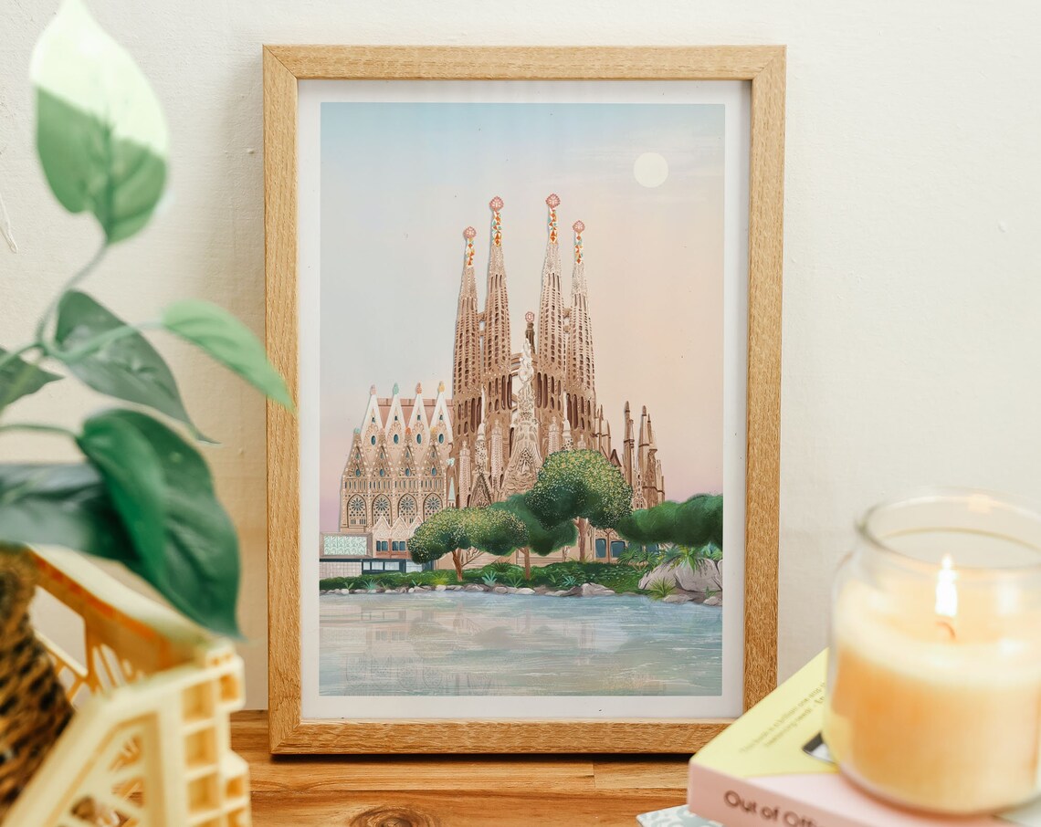 Sagrada Familia Barcelona Travel Poster, Barcelona Art - Image 2