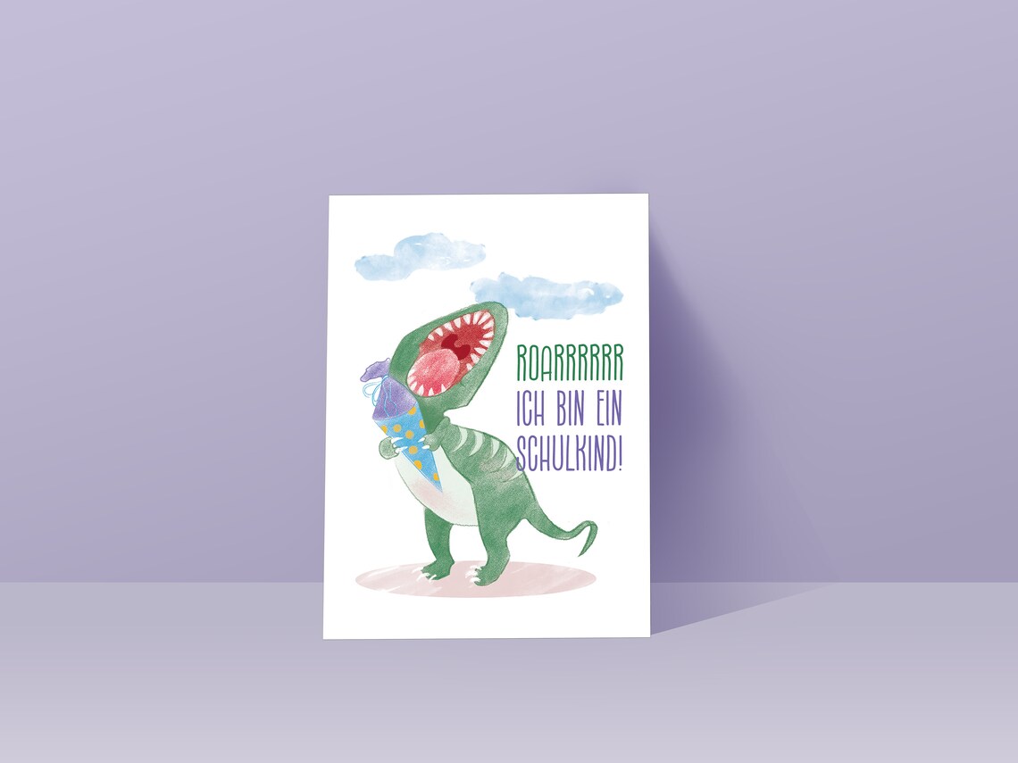 Funny School Enrollment Dino Card, First Day Of School - Image 2