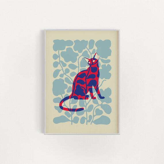 Cat Art Print Cat Lover Art Cute Cat Lover Gift Cat Poster Cute Cat Print Abstract Art Print