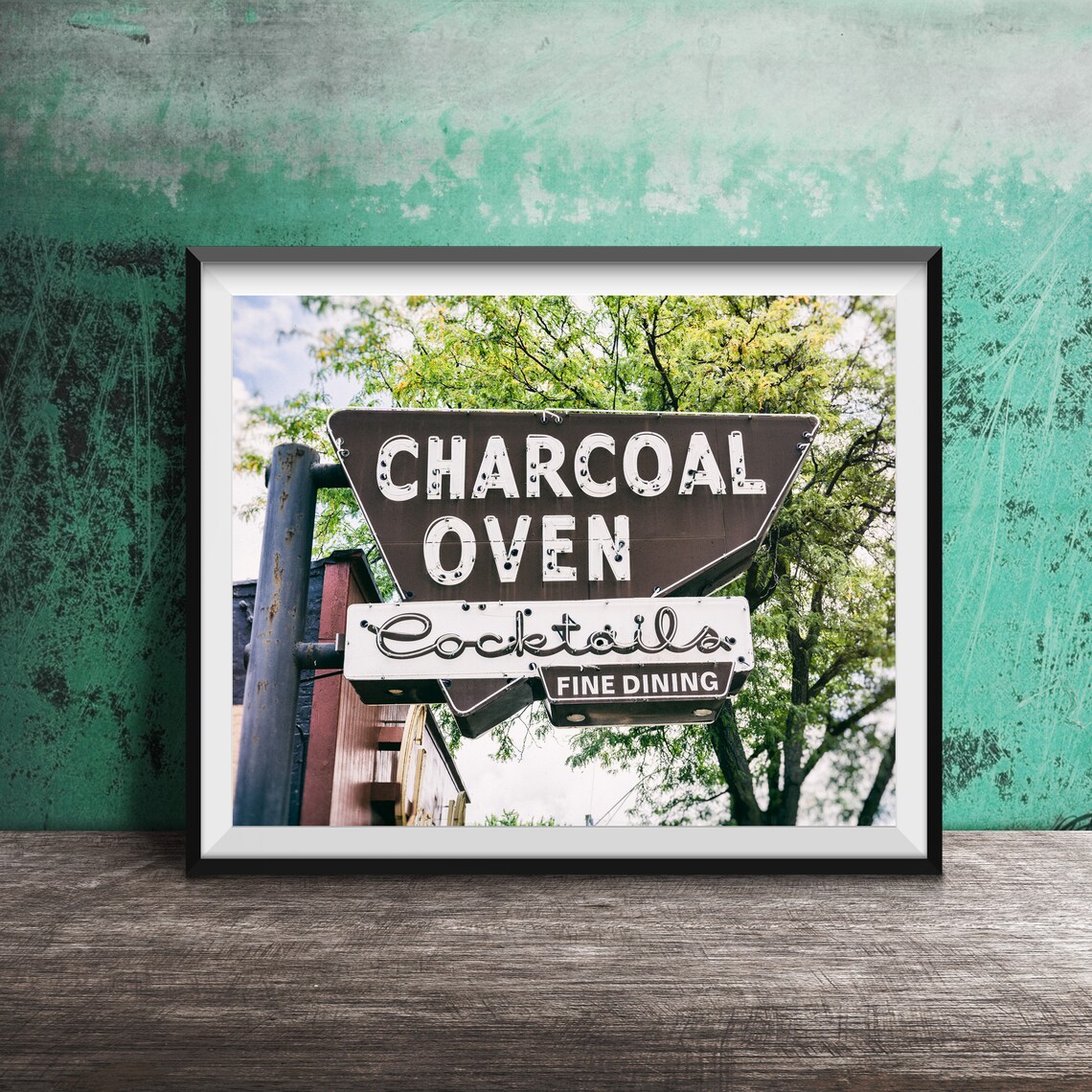 Charcoal Oven Cocktails Fine Dining Vintage Restaurant Sign Poster