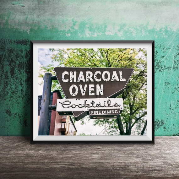 Charcoal Oven Cocktails Fine Dining Vintage Restaurant Sign Poster