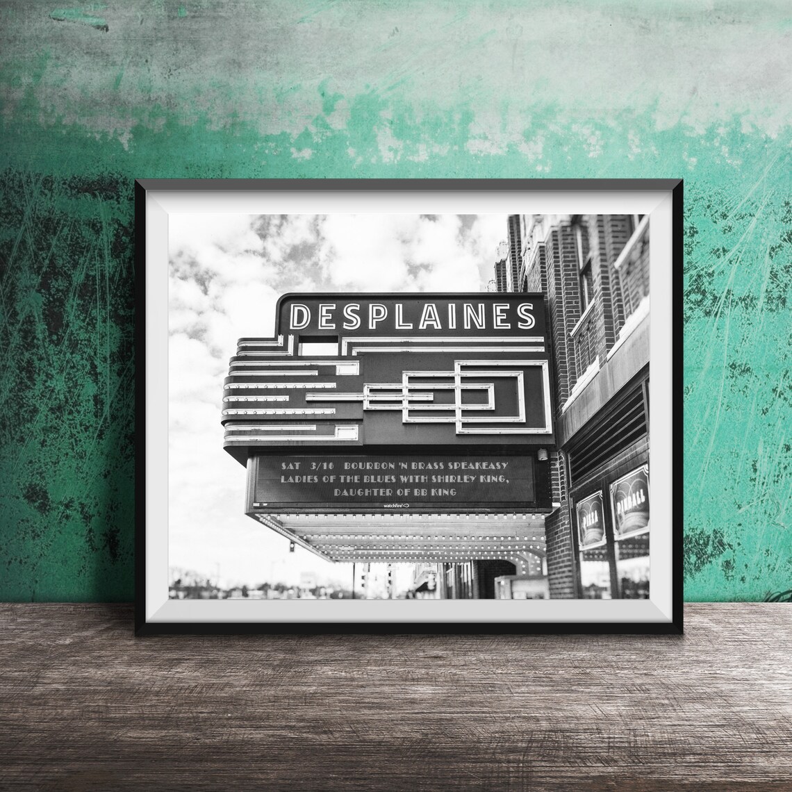 Des Plaines Theatre Art Deco Marquee Vintage Sign Photo Poster - Image 2