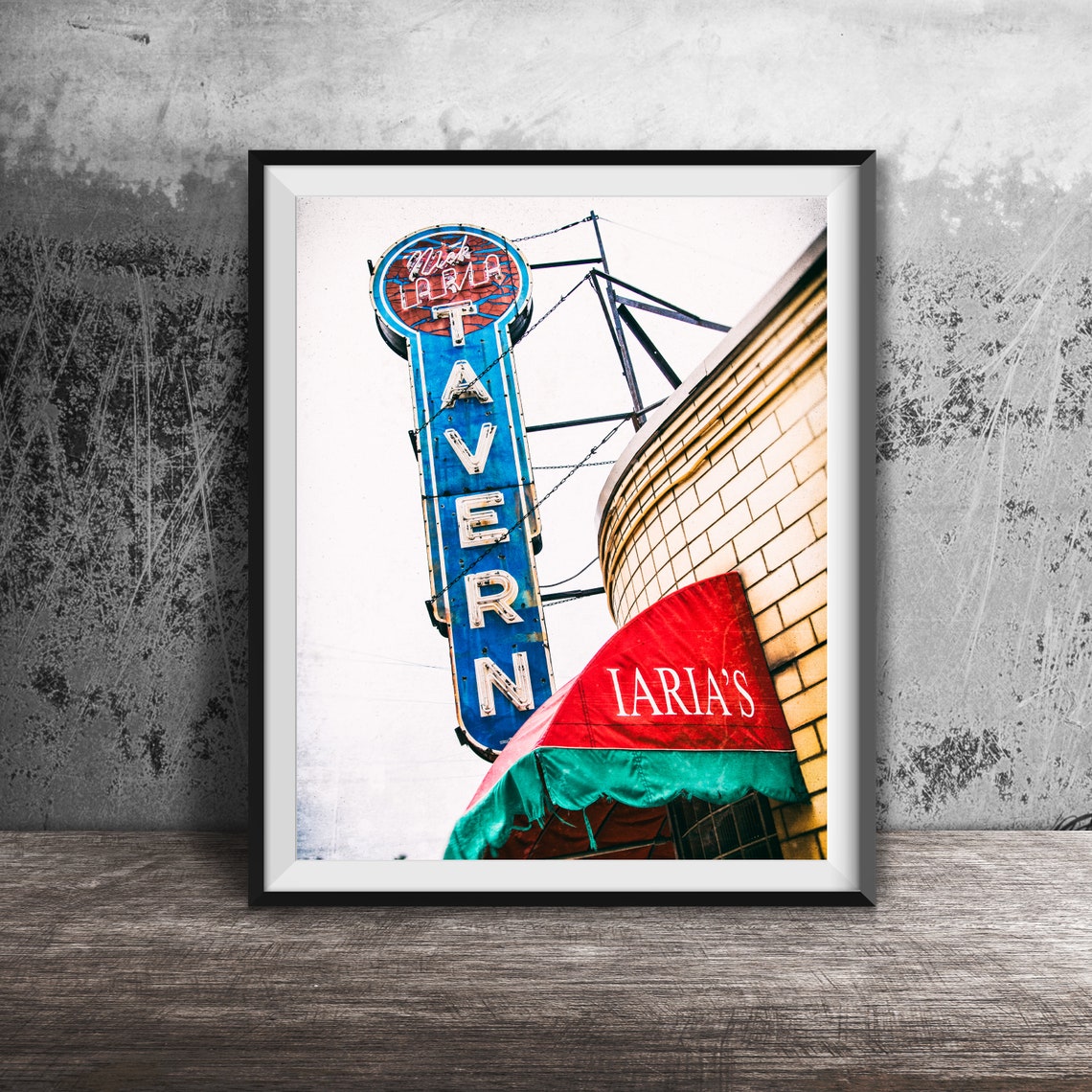 Iaria's Tavern Blue Neon Blade Sign Indianapolis Photo Poster
