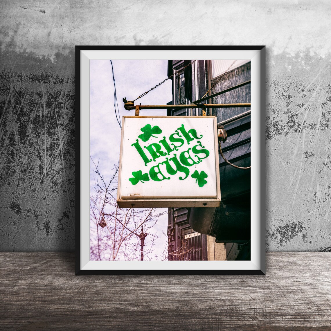 Irish Eyes Shamrock Pub Hanging Sign Chicago Bar Photography Poster
