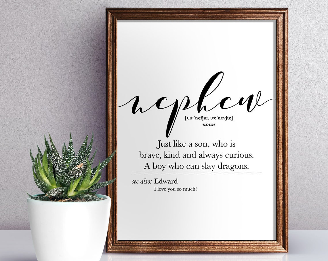 Nephew Definition Brave Kind Curious Boy Script Typography Gift Poster - Image 3