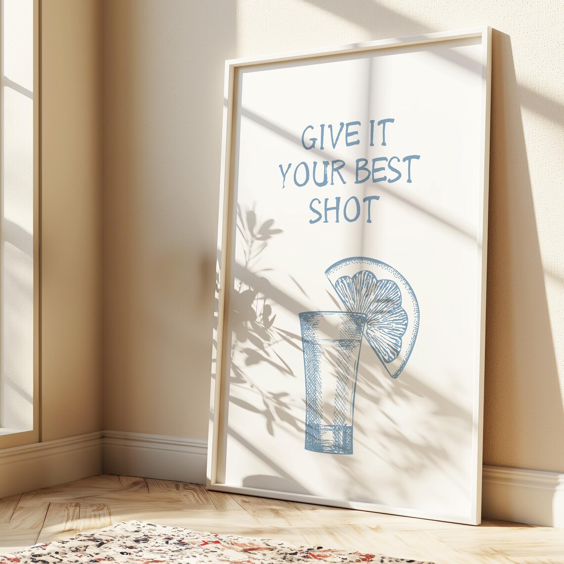 Give It Your Best Shot Blue Tequila Shot Glass Fun Bar Poster - Image 4