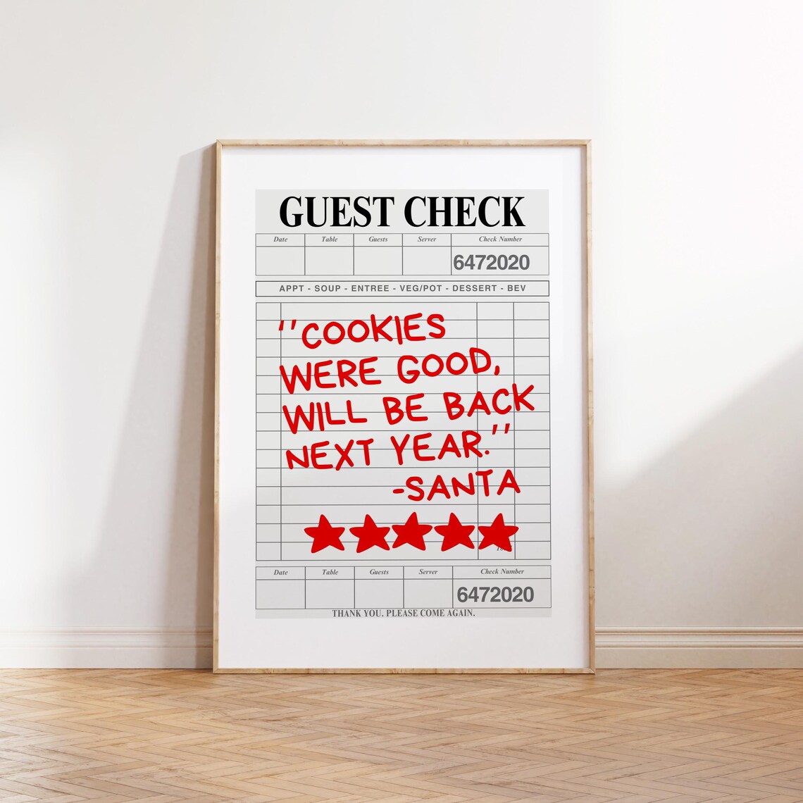 Santa Guest Check Cookies Five Star Review Funny Christmas Poster - Image 4