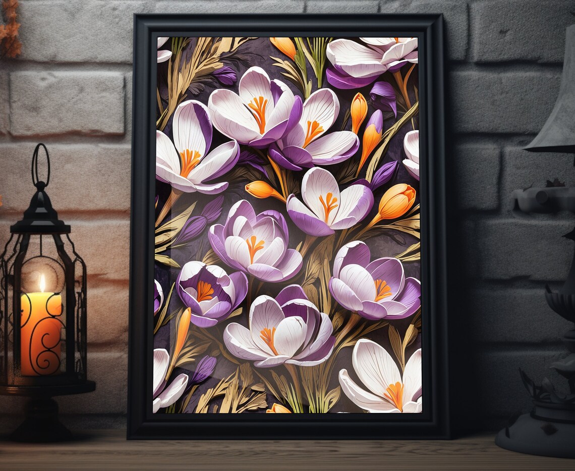 Spring Crocuses Floral Botanical Spring Decor