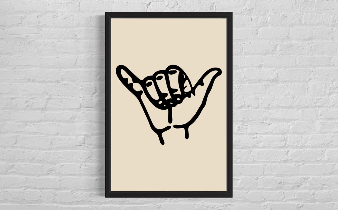 Shaka Hang Loose Hand Sign Surf Style Beach House Decor Poster