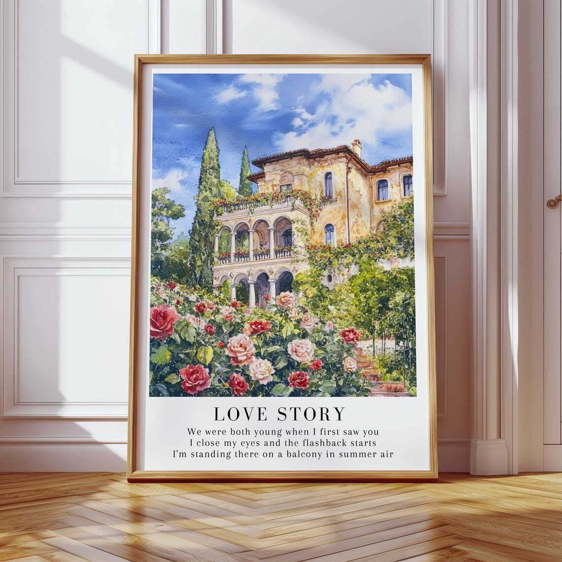 Love Story Taylor Swift Fearless Watercolor Rose Garden Villa Print - Image 3