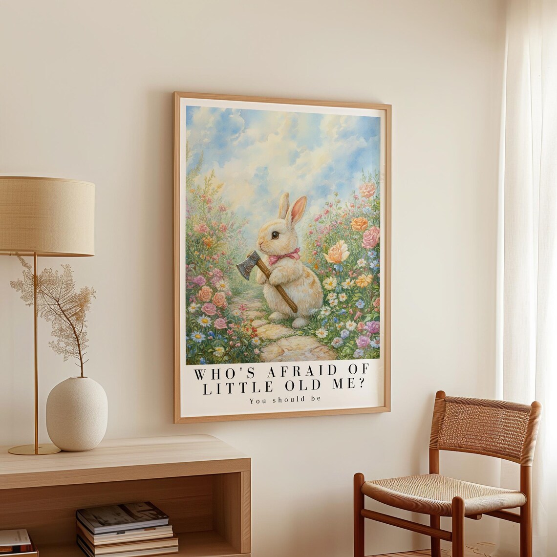 Who's Afraid of Little Old Me? Bunny Watercolor Art Print - Image 2