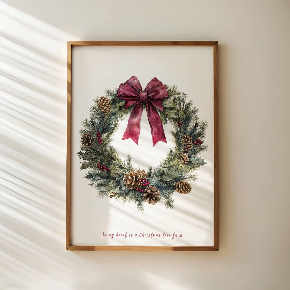 Christmas Tree Farm Christmas Wreath Holiday Art Print - Image 3