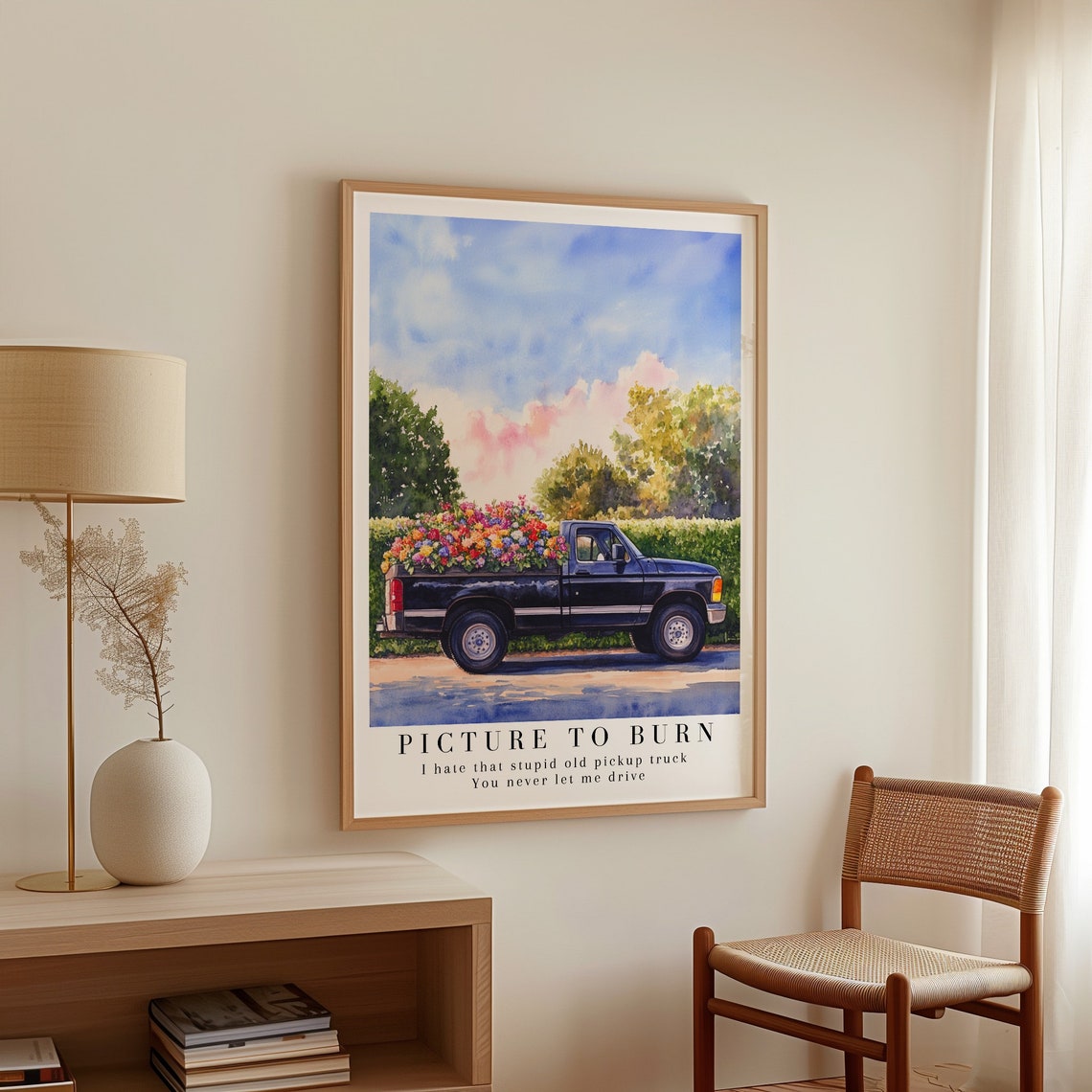 Taylor Swift Picture To Burn Flower Truck Watercolor Lyric Poster - Image 2