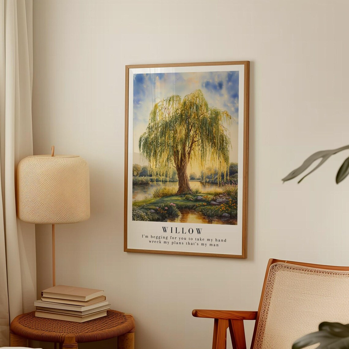Taylor Swift Willow Golden Riverside Tree Watercolor Lyric Poster - Image 2