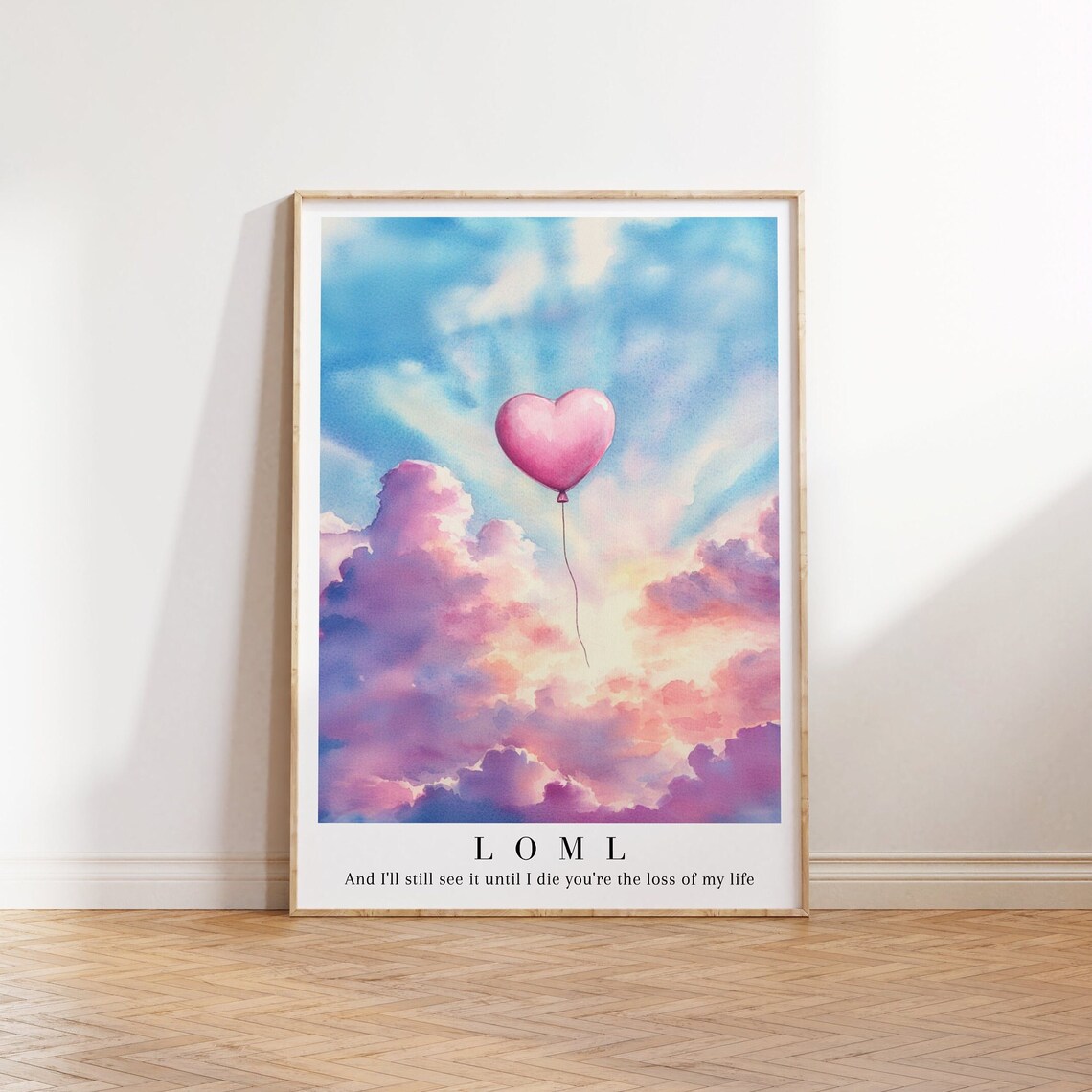 Loml Watercolor Illustration Print, Pink Balloon Art - Image 2