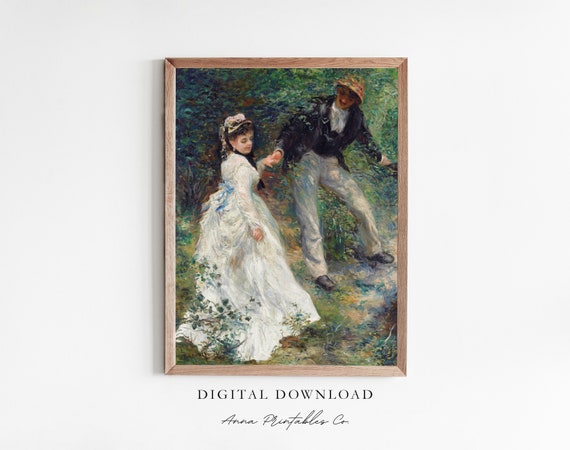 La Promenade Antique Portrait Painting Of A Young Couple For Renoir Artwork Victorian Wall Art Fine Art