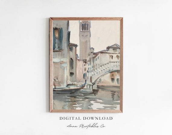 Venice Vintage Watercolor Cityscape Art Print