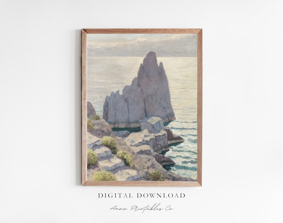 Capri Sea Stack Rock Formation Dramatic Coastal Seascape Poster