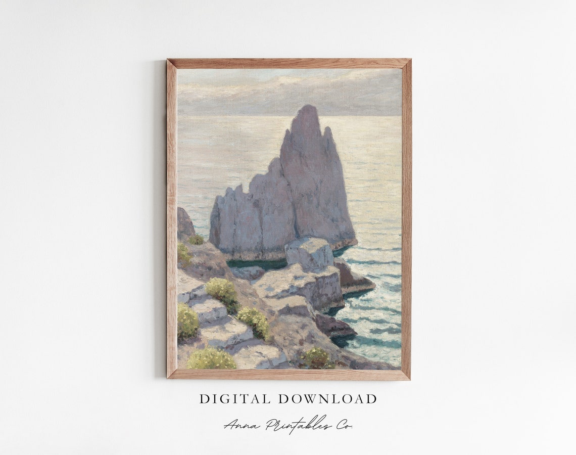 Capri Sea Stack Rock Formation Dramatic Coastal Seascape Poster