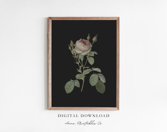 Moody Floral Print Dark Flowers Dark Floral Painting Wall Art Dark Academia Aesthetic Antique Aesthetic