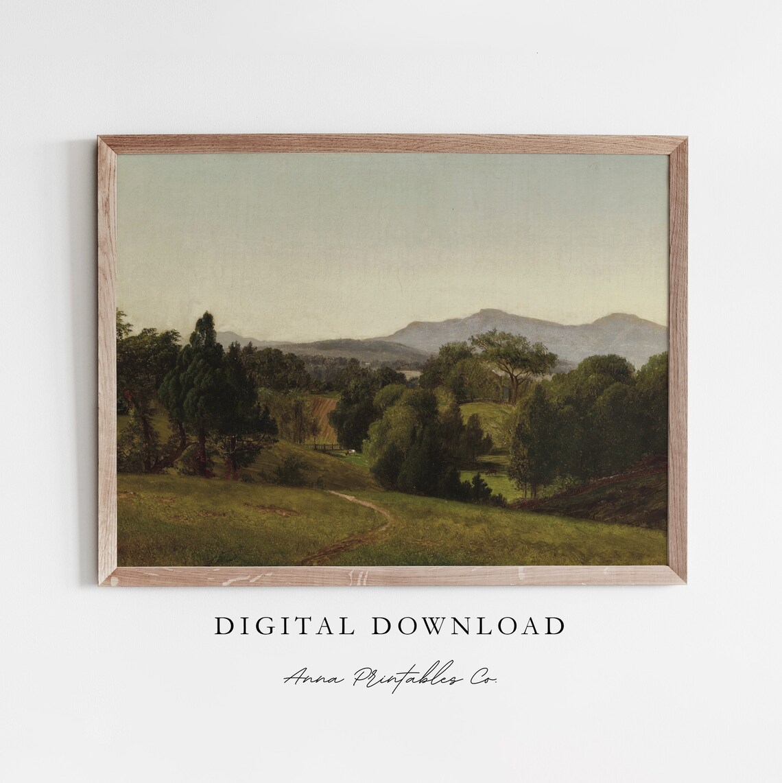 Green Countryside Landscape Path Vintage Hudson River Style Poster