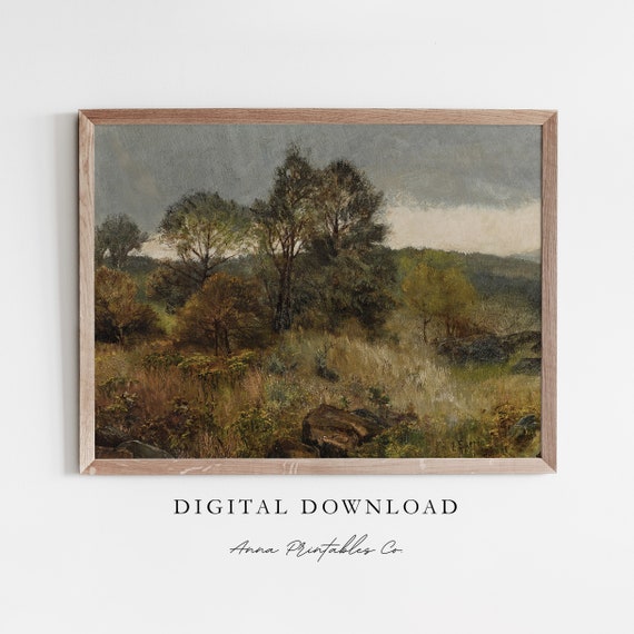 Forest Clearing Vintage Landscape Painting For Moody Antique Oil Painting Wall Art Farmhouse Decor Art Print