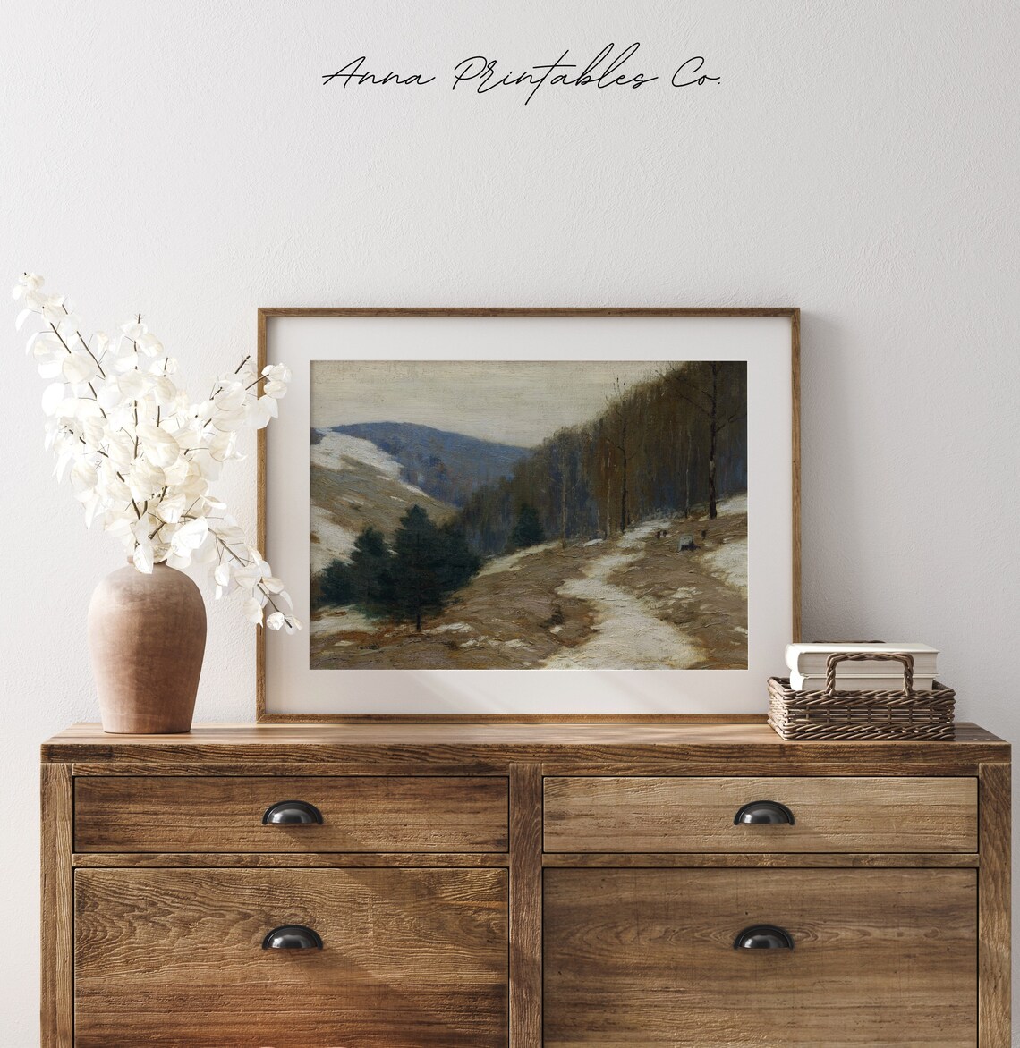 Melting Snow Forest Trail Late Winter Landscape Oil Painting Poster - Image 2