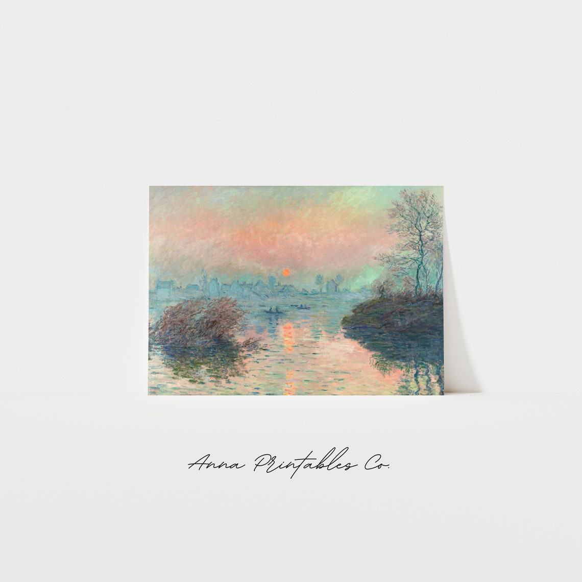 Claude Monet Winter Sun over a River Town Impressionist Poster