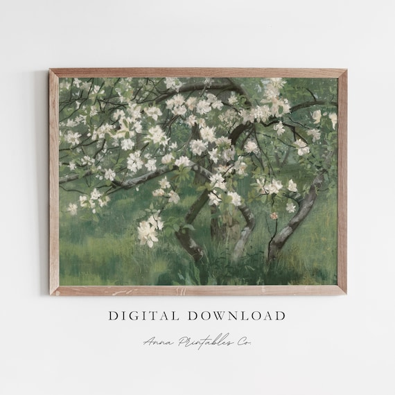 Springtime Blossoms Vintage Flowering Tree Grove Antique Floral Painting Poster