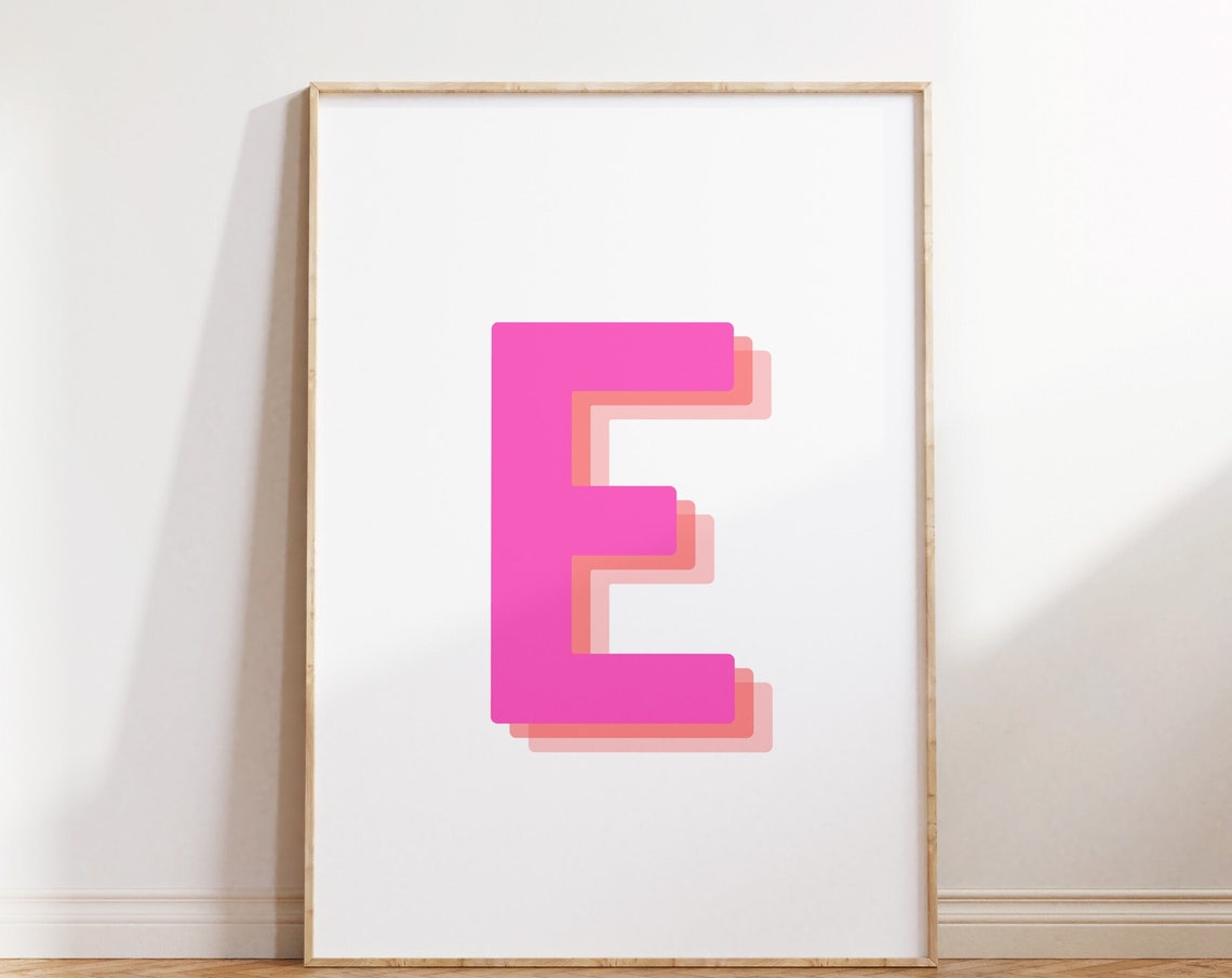 Personalised 3d Letter Print Gift For Friend Custom Alphabet Print Colourful Initials Print Personalised Initial Poster Pink Letters