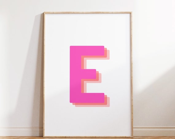 Personalised 3d Letter Print Gift For Friend Custom Alphabet Print Colourful Initials Print Personalised Initial Poster Pink Letters