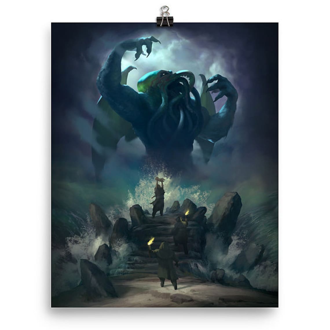 Cthulhu Horror Art Print, Lovecraft Dark Decor - Image 3