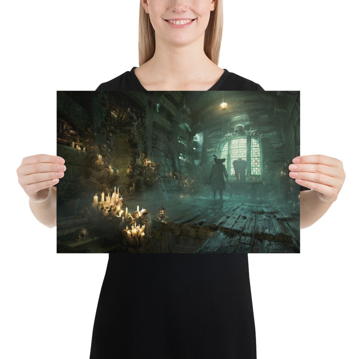 Pirate Ship Skull Art Print, Gothic Dark Fantasy - Image 3