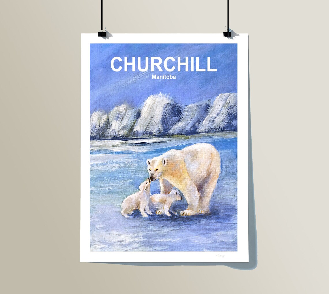 Churchill Manitoba Polar Bears Vintage Travel Poster - Image 2