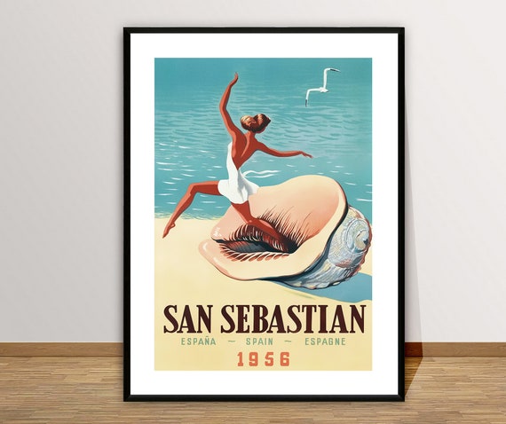 San Sebastian Espana Vintage Travel Poster Poster Paper Sticker Or Print Gift Idea Wall Decor