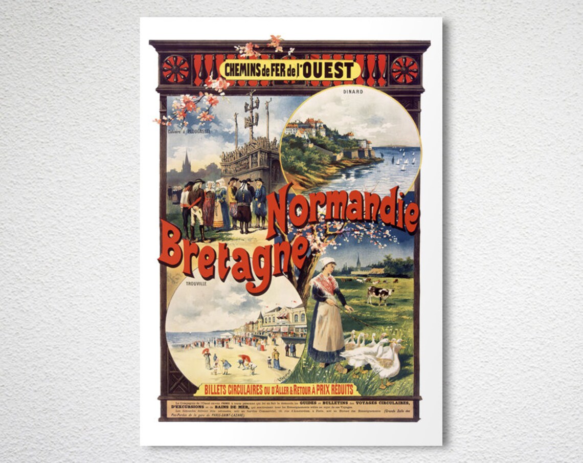 Normandie Bretagne Vintage French Chemins de Fer Travel Poster - Image 2