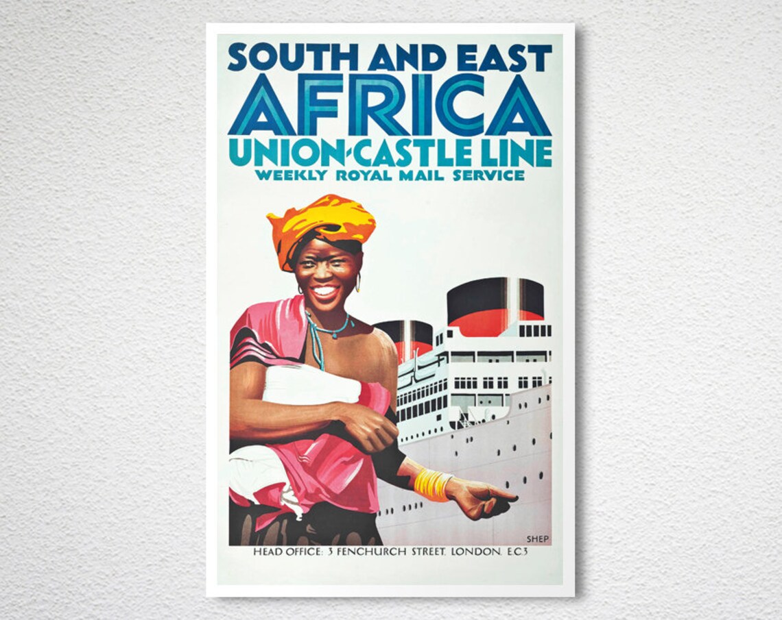 South and East Africa Union Castle Line Ocean Liner Vintage Poster - Image 2