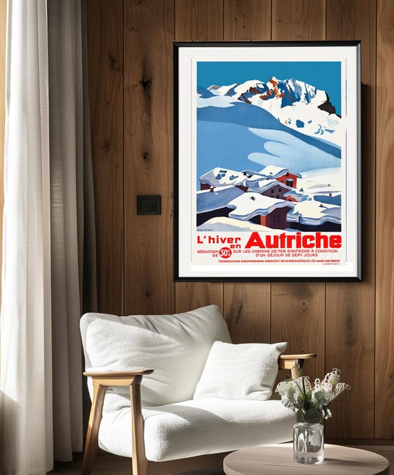 Lhiver Autriche Vintage Travel Poster Travel Art Prints Gift Idea Wall Decor