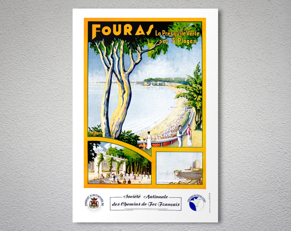 Fouras La Presqu ile Verte Ses 3 Plages French Beach Railway Poster - Image 2