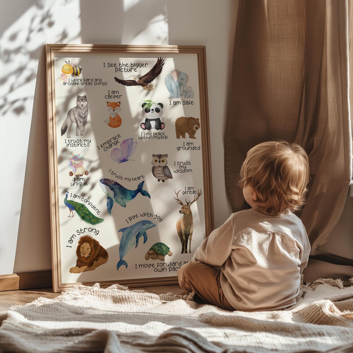 Kids Affirmation Montessori Animal Art Poster