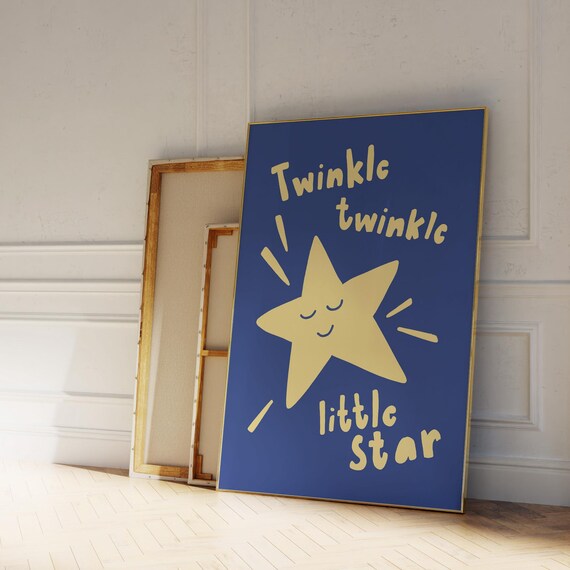 Little Star Print Nursery Wall Art Kids Room Prints Navy Blue Baby Expecting Mom Gift