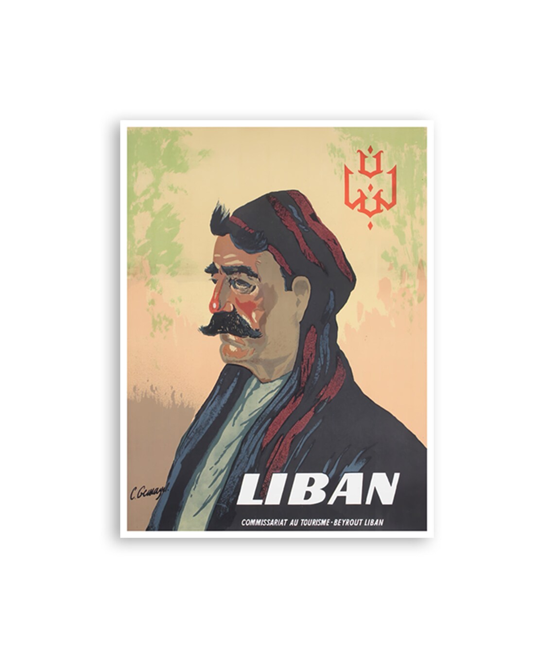 Liban Lebanon Vintage Portrait Beirut Tourism Art Travel Poster