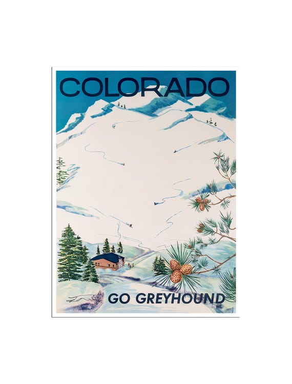 Colorado Ski Poster Travel Art Greyhound Print Xr681a