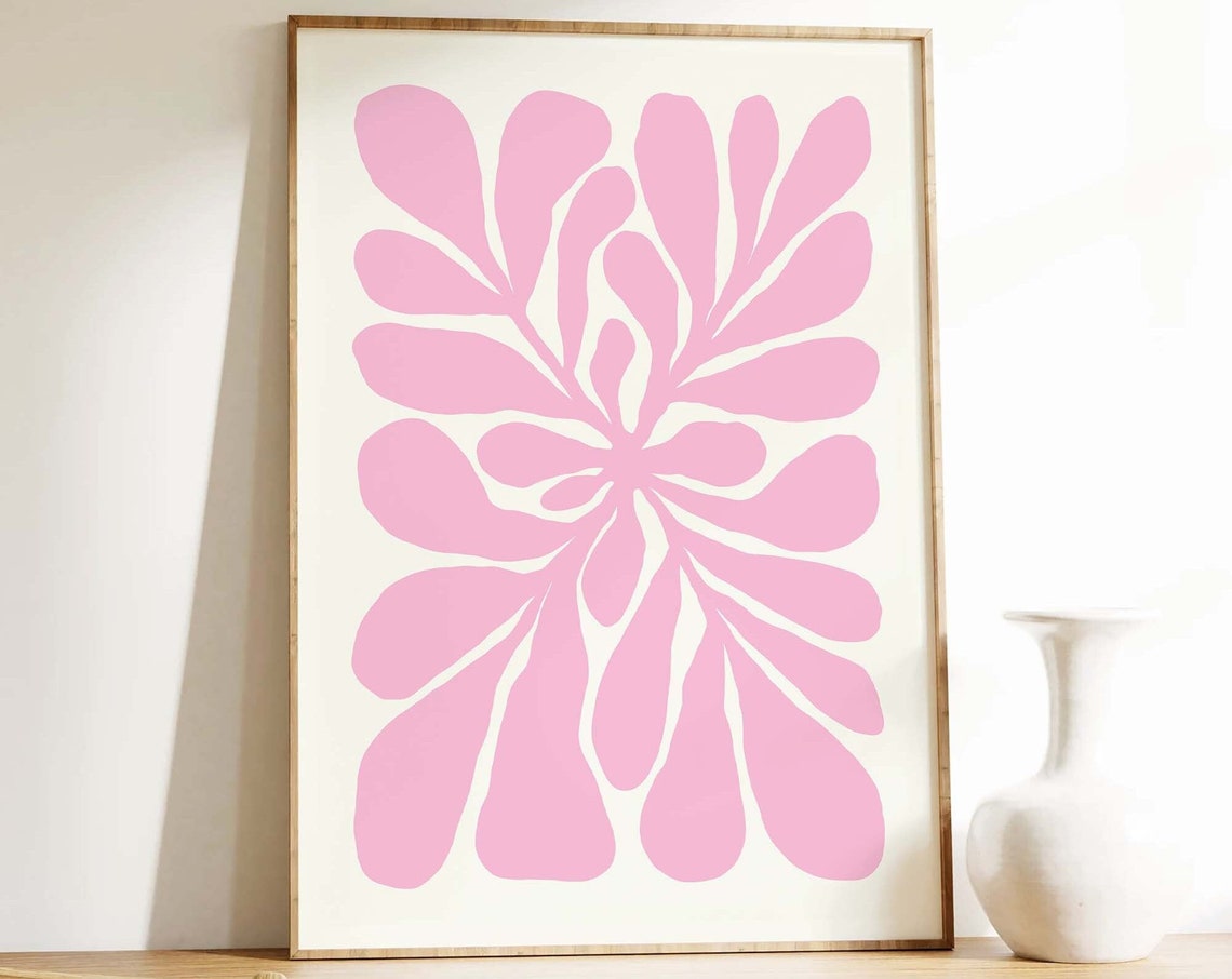 Abstract Botanical Print Art Cute Summer Art Print Girly Wall Art Beach House Decor Coastal Wall Art Boho Art