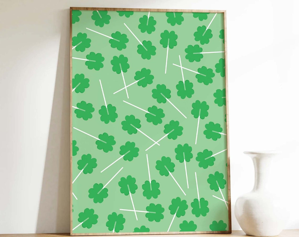 Shamrock Lollipop Green Pattern St Patricks Day Festive Poster