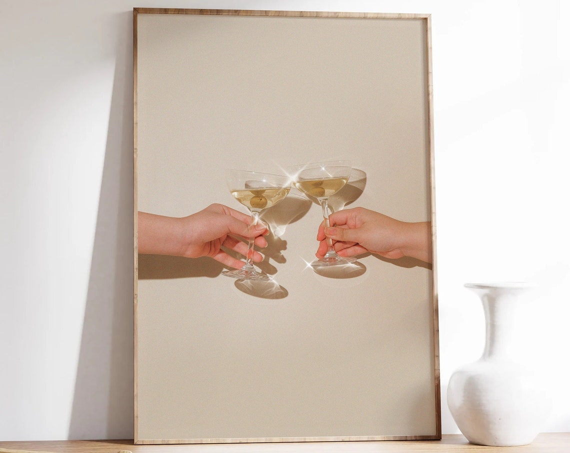 Champagne Cocktail Cheers Hands Clinking Glasses Photo Art Poster