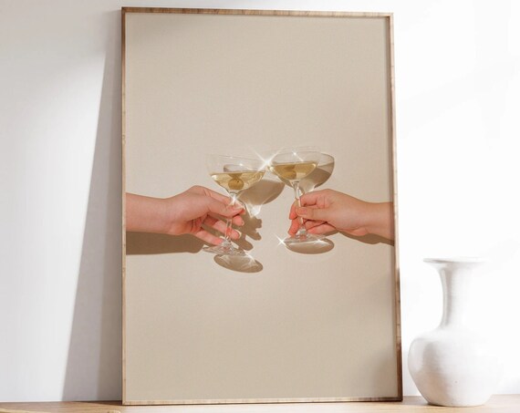 Champagne Cocktail Cheers Hands Clinking Glasses Photo Art Poster
